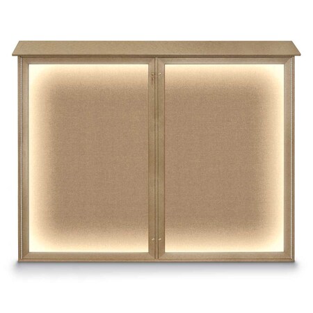 United Visual Products Triple Door Enclosed Indoor Letterboard UV1128-GOLD-GREYVL
